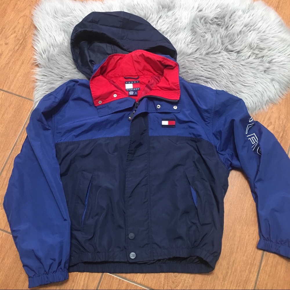 Tommy Hillfiger windbreaker xl blue red hooded